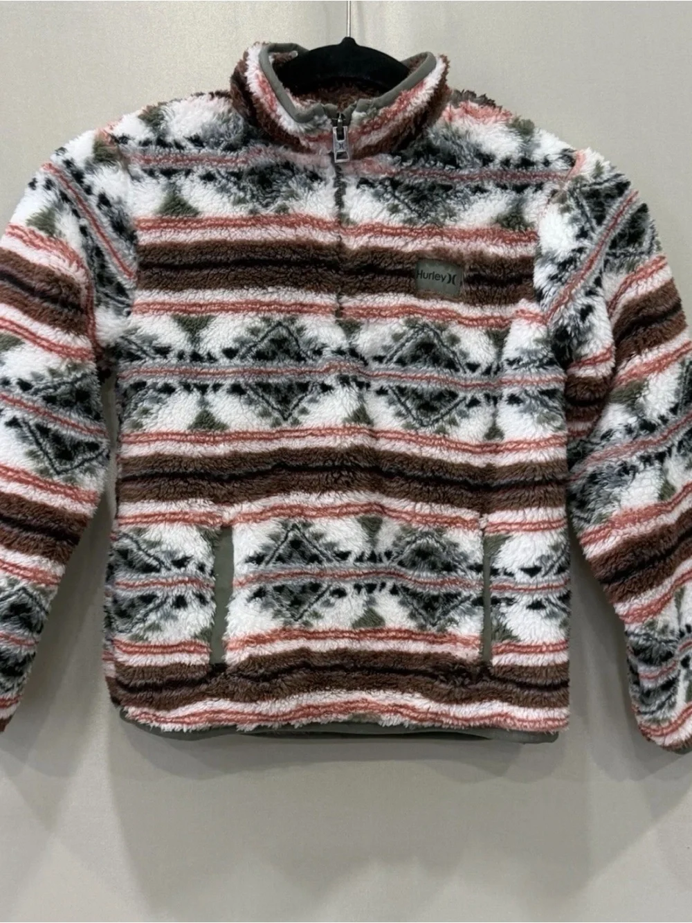 NEW Hurley Boy's Sherpa Plush Printed Quarter-Zip Jacket Size S(6/7) NWT